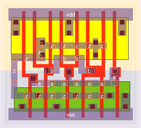 nr2v1x4 standard cell layout