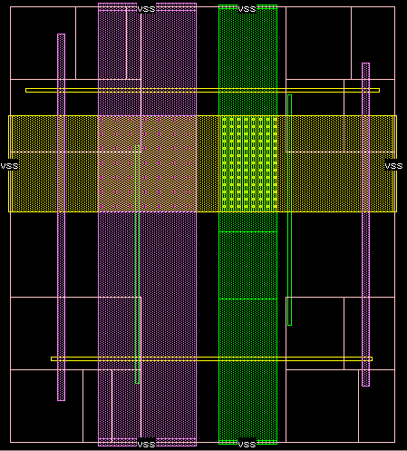 metal-4, 5 and 6 vss power straps with via4 and via5 connections